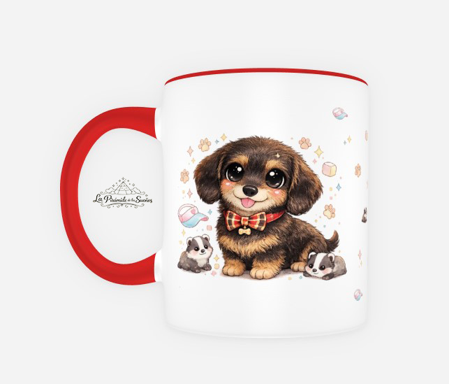 Taza de Teckel de Pelo Duro estilo Kawaii