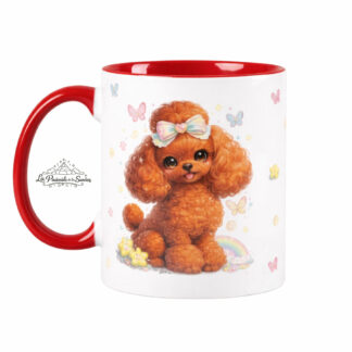 Taza Caniche Rojo estilo Kawaii
